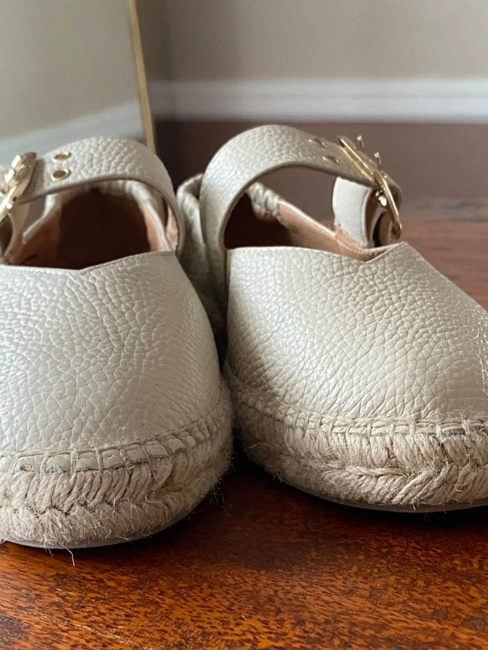 Women’s cream leather espadrille mary janes - Picture 7 of 9